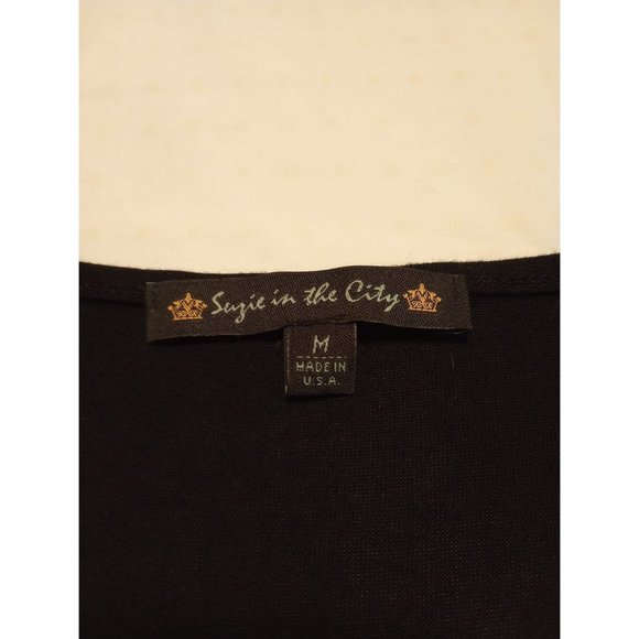 SUZIE IN THE CITY Sheer Black Lace Scoop Neck 3/4 Sleeve MICRO MEDIUM - Picture 2 of 2